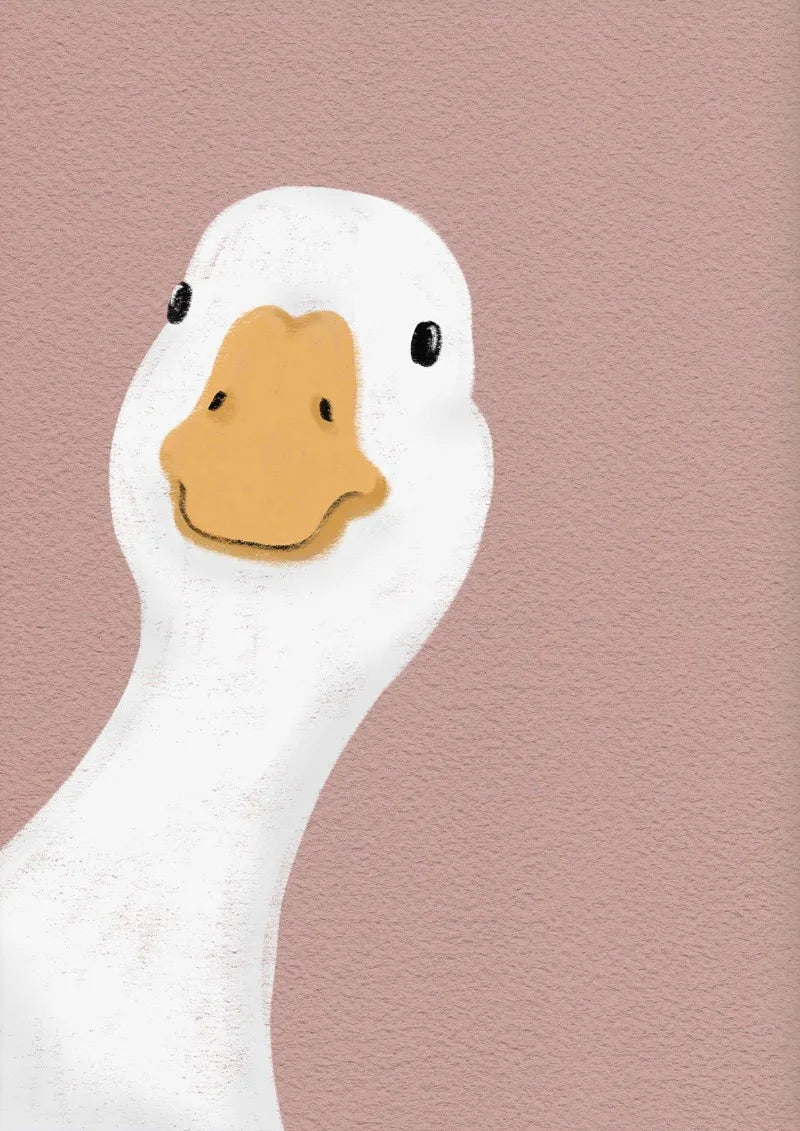 Set of 6 Cartoon Animals Powder Pink Goose Poster Print Wall Art Pictures Canvas Painting Living Room Bedroom Home Decor