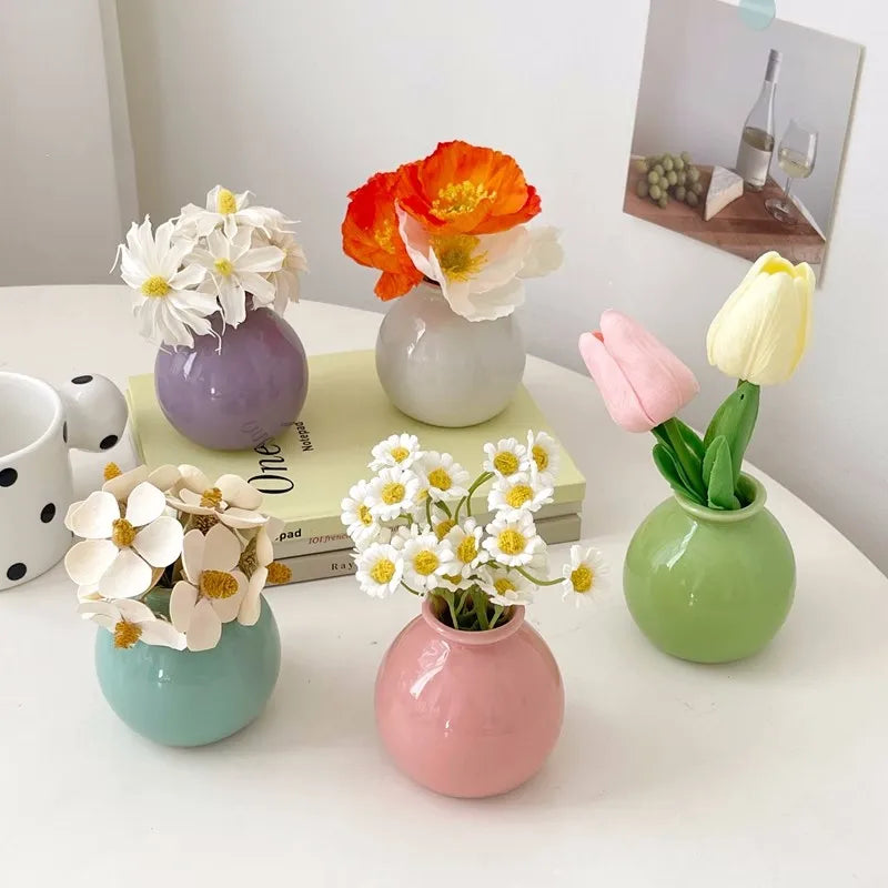 Mini Aesthetic Flower Vases Ceramics Vase Flower Arrangement - Flower Bottle Desktop Ceramic Plant Pot Home Decor