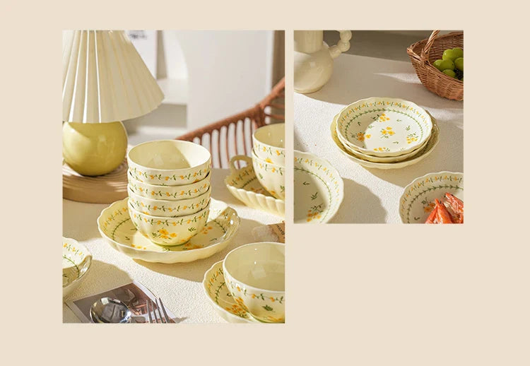 Porcelain Plate French Style Floral  Tableware