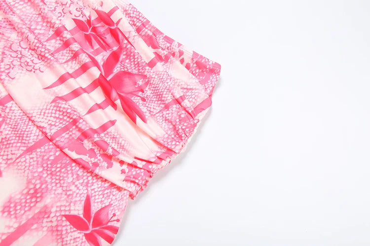 Fashion Patchwork 2 Piece Set Women Pearls Necklace Halter Applique Crop Tops+Skinny Skirt Set