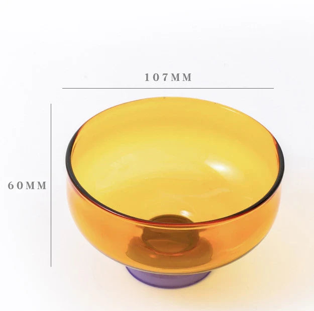 Ice Cream Bowl Glass Bowl for Desserts Colorful Glass Tableware Bowl Heat Resistant Glass 4Inch