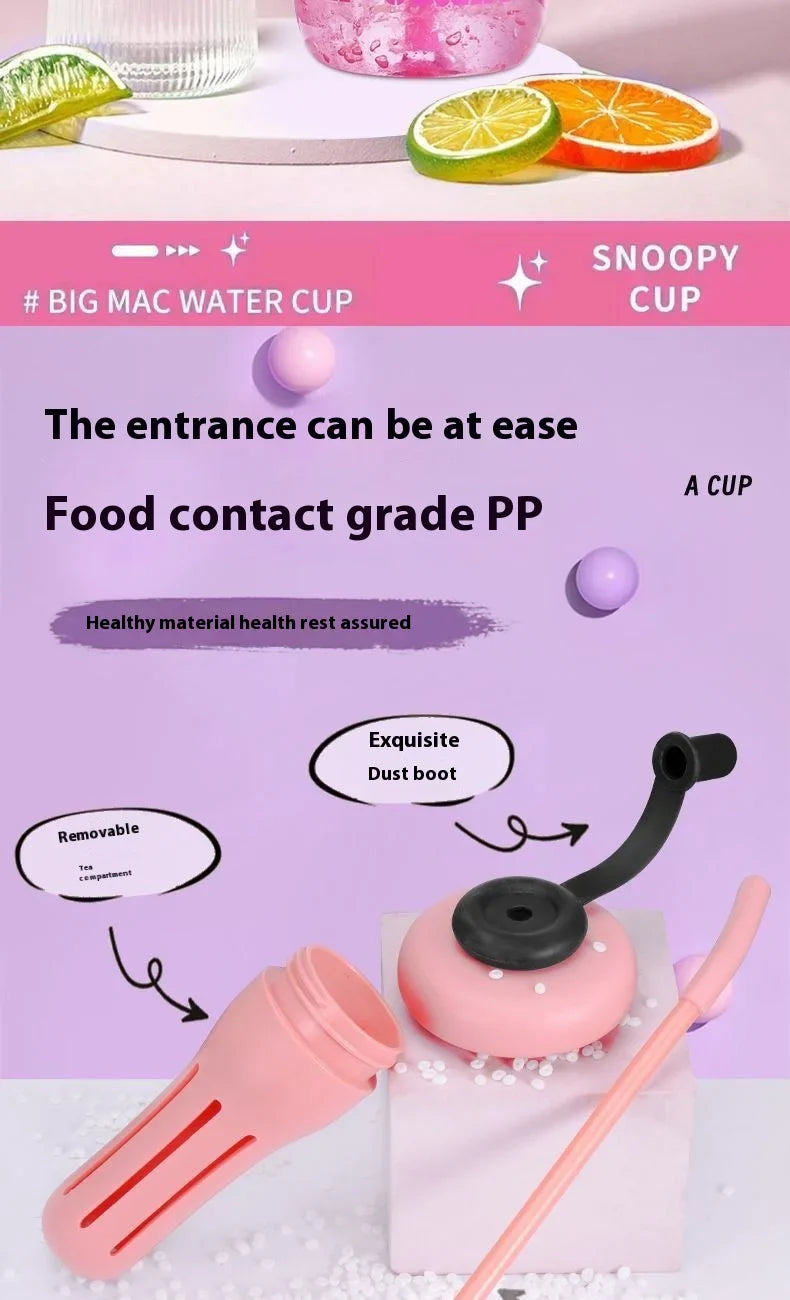 Sanrio Water Cup Hello Kitty  Anime Straw Cup Cartoon Cute Large Capacity Outdoor Activities Portable Tea Separation | 1300ML