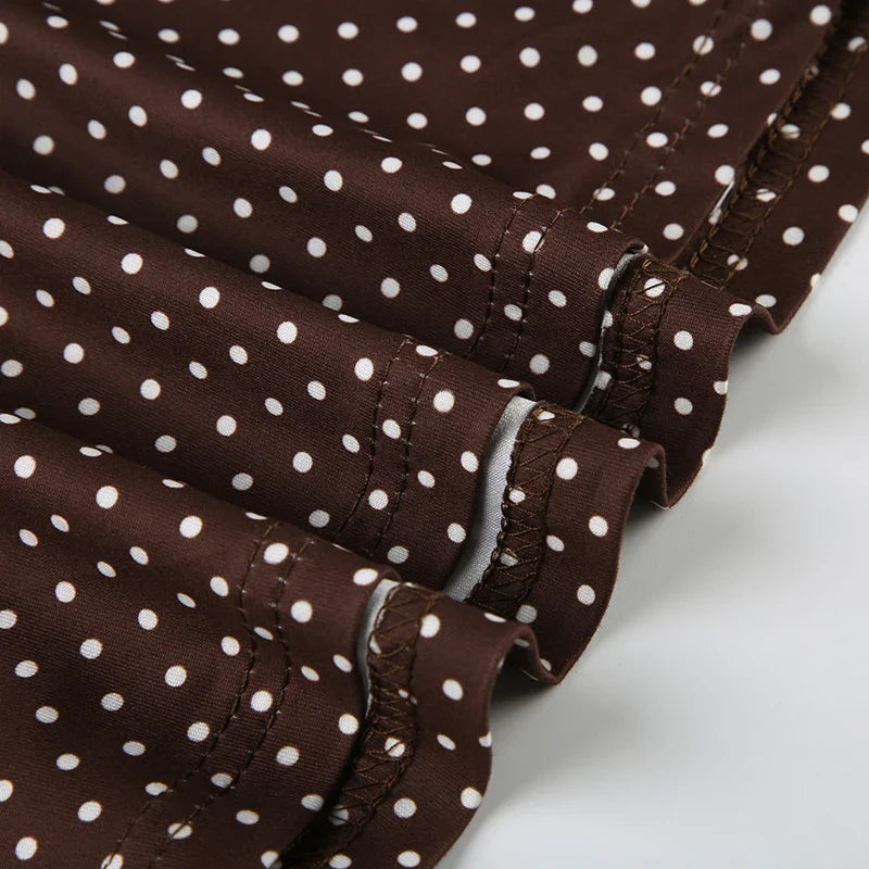 Sleeveless Short Dot Print Women Dresses Slim Fit Elegant Simple Office Lady Trendy Clothes