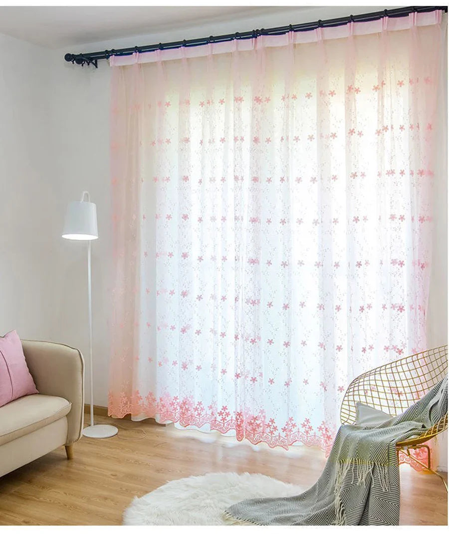 Embroidery Flowers Lace Curtains