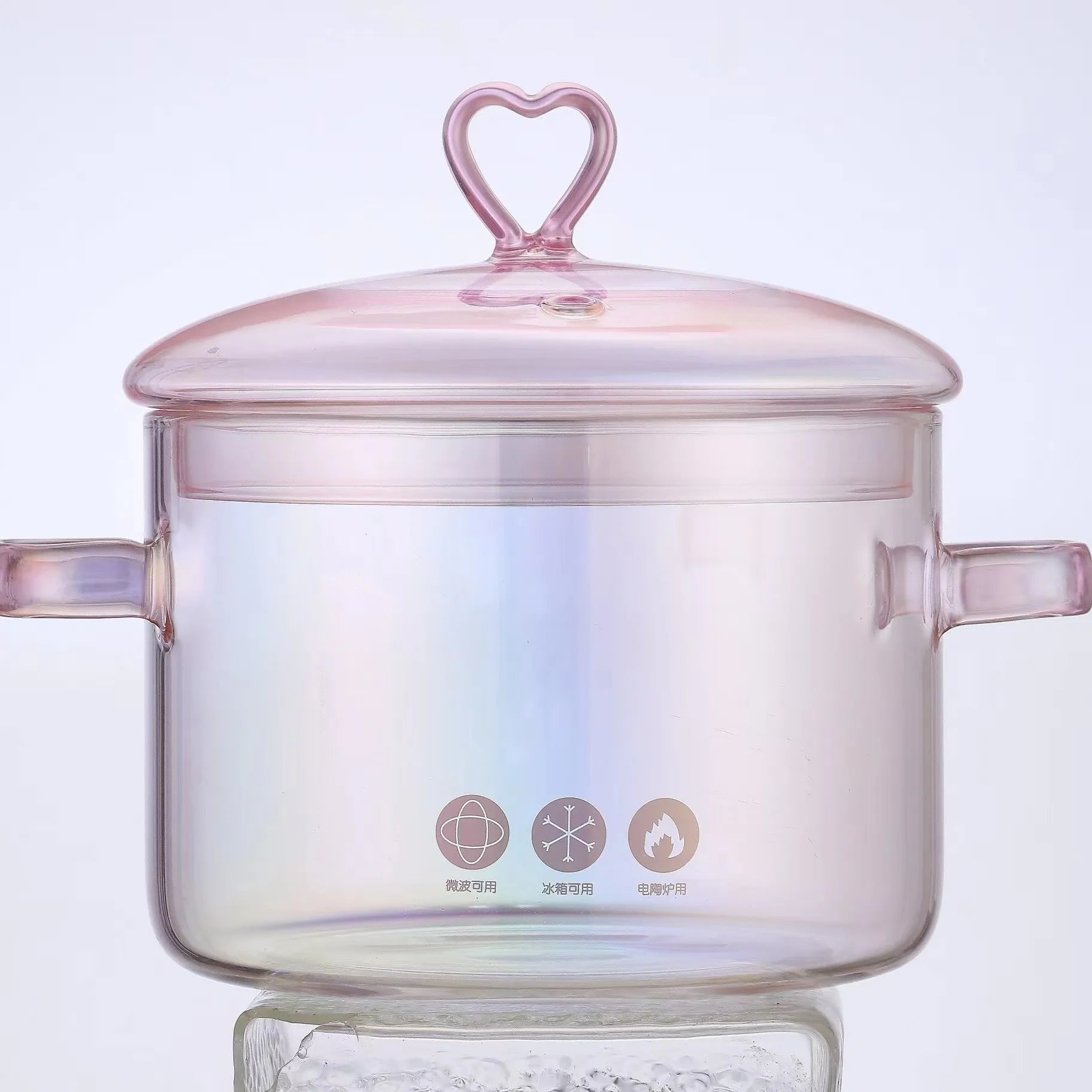 Pink Transparent Pot Heat Resistant Glass Dual Handles Nonstick Glass Saucepan With Cover Kitchen Cooking Tool Stock Pot