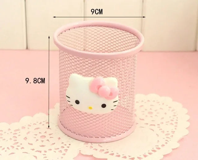 Hello Kitty Sanrio Animation Peripheral Cartoon Children's Pen Holder Creative Kawaii Desktop Storage Box Ornaments