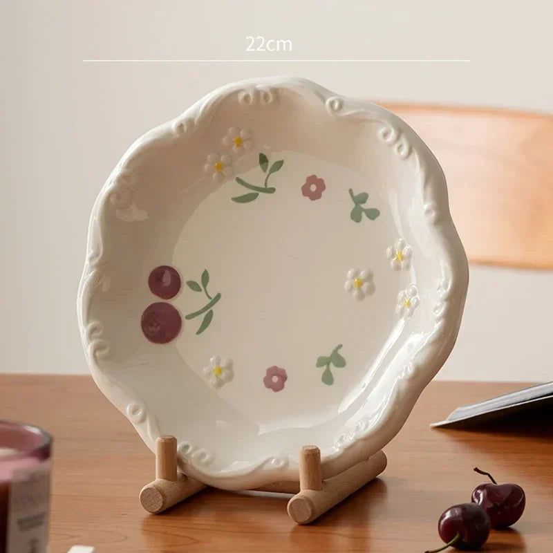 Light Luxury Ceramic Plate Sweet Lovely Dessert Salad Plate Delicious Dishes Dining Plates Exquisite Tableware