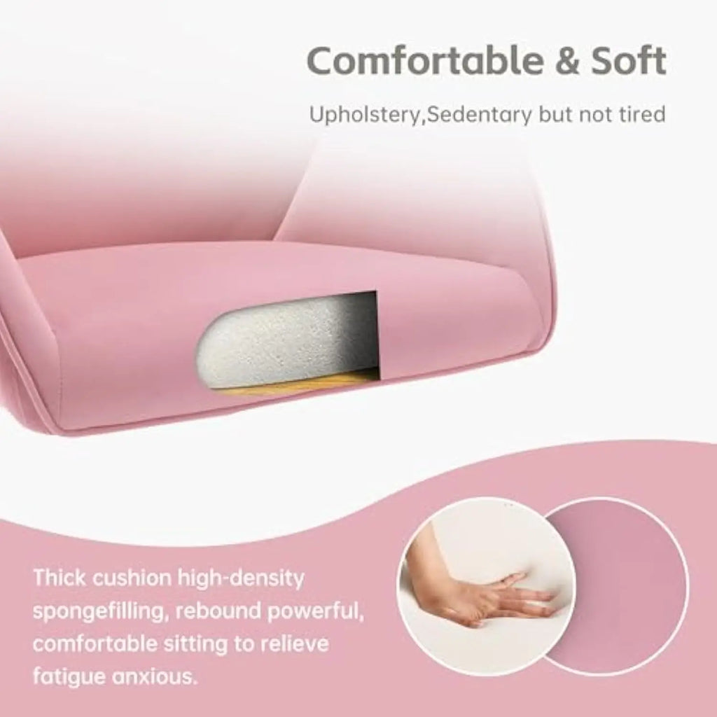 Velvet Home Office Desk Chair with Gold Wheels, Cute Vanity Chair, Modern Swivel Desk Chair with Back, Upholstered Tufted