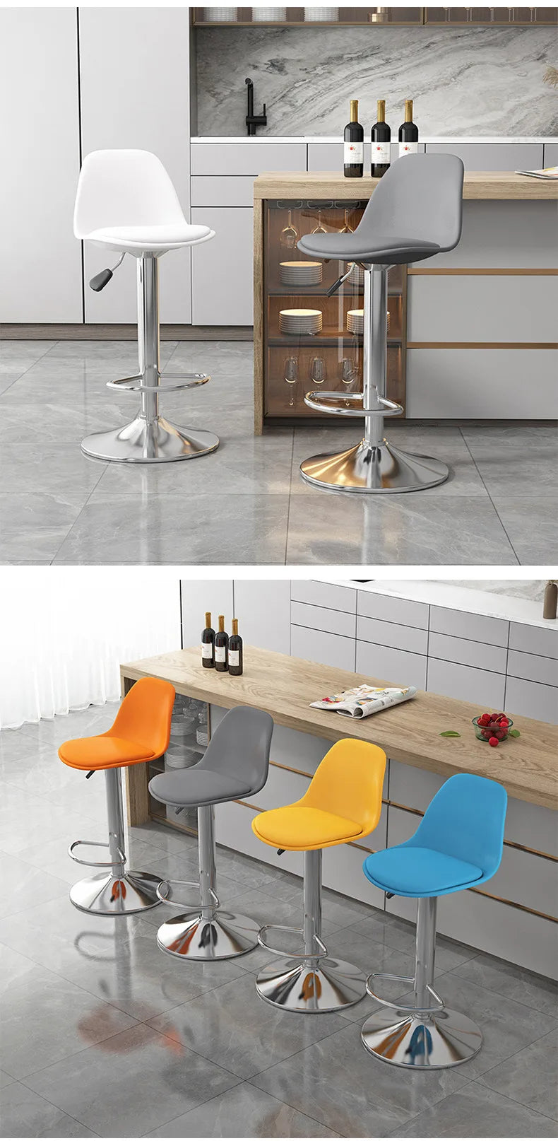 Home Dining Chair Front Desk Footstool Adjustable Lift Backrest Chair with High Stool