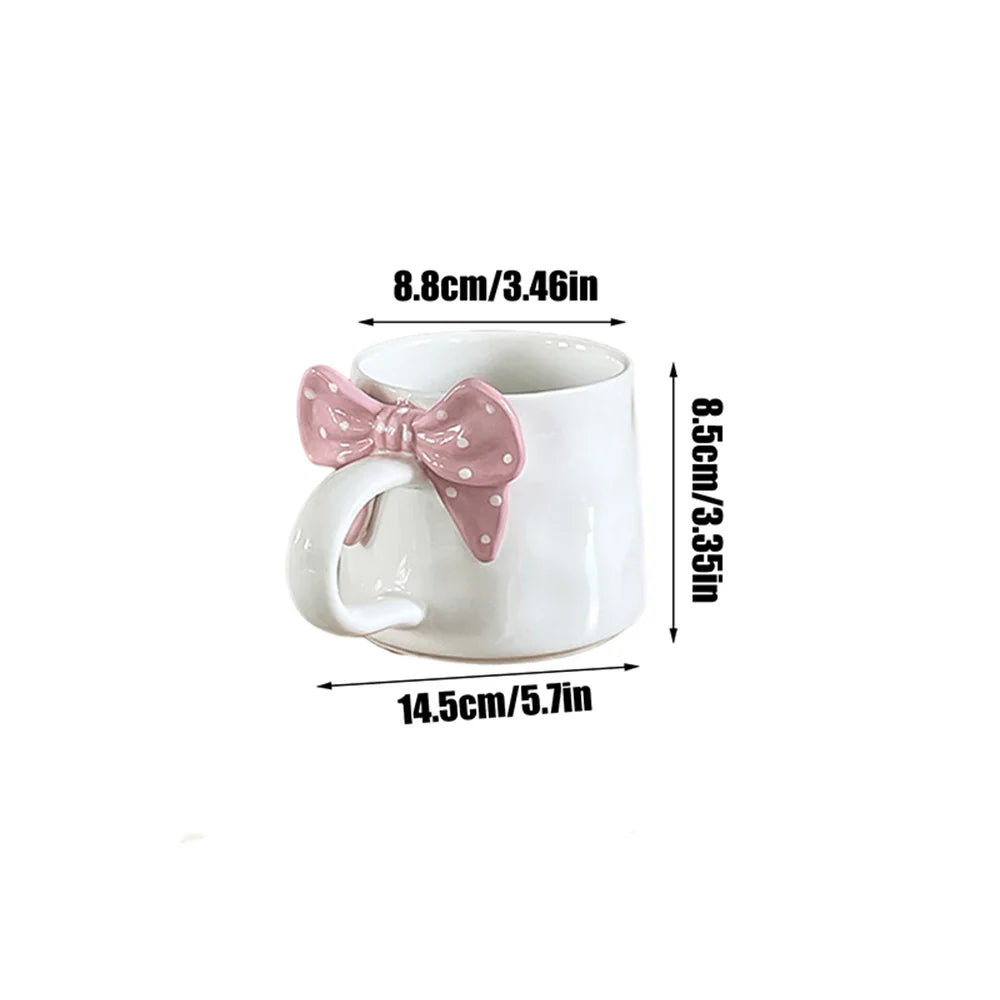 Polka Dot Creative Bow Handle Ceramic Mug
