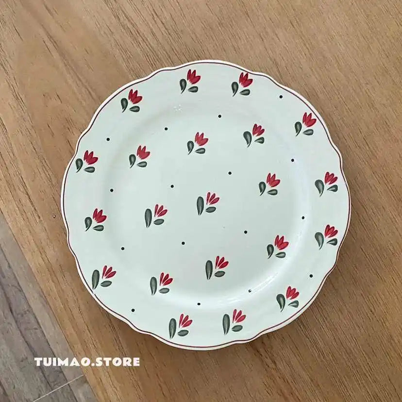 Flower Lace Ceramic Polka Dot Plates