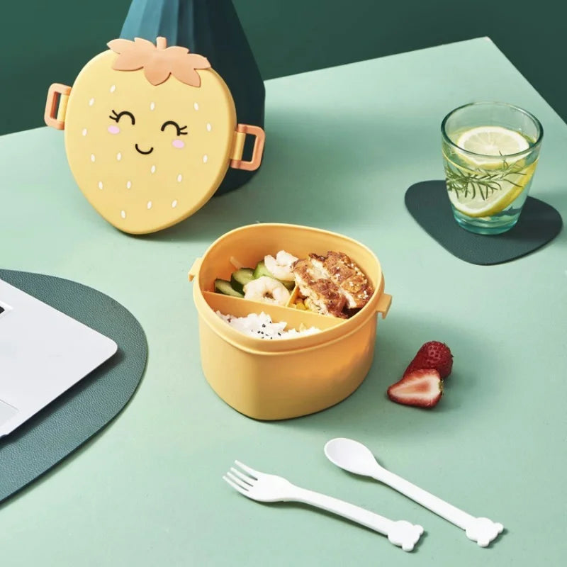 Strawberry Shape Lunch Box, 2 Layer Food Fruit Storage Bento Boxs