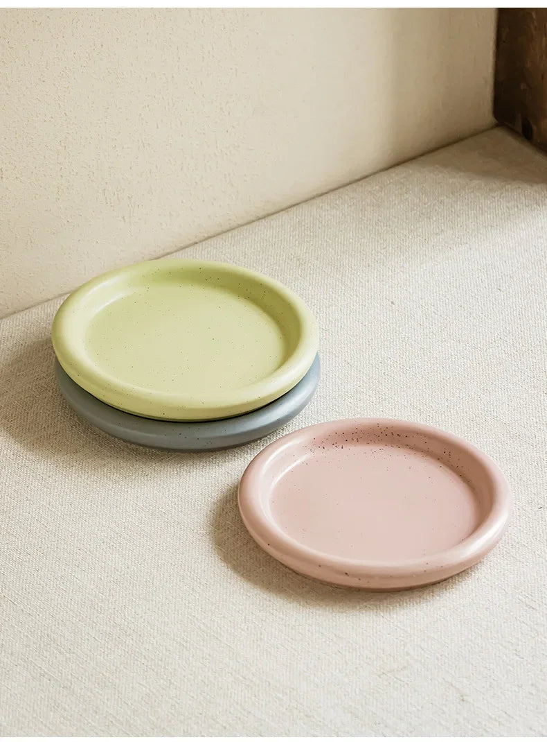 Macaron Color Plate Small Fresh Ceramic Round Plate