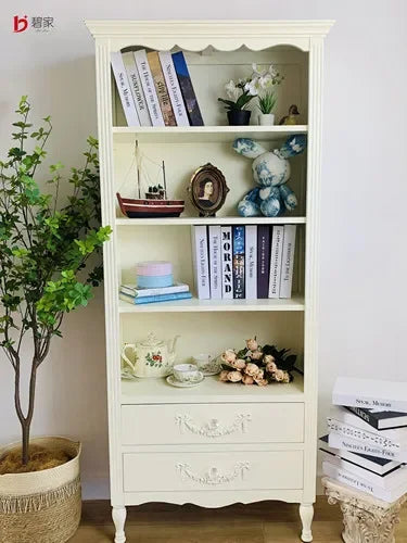 French Bookcase Bookshelf and Storage Shelf Modern Pastoral Hand Office Display Rack Display Cabinet Integrated Bookcase