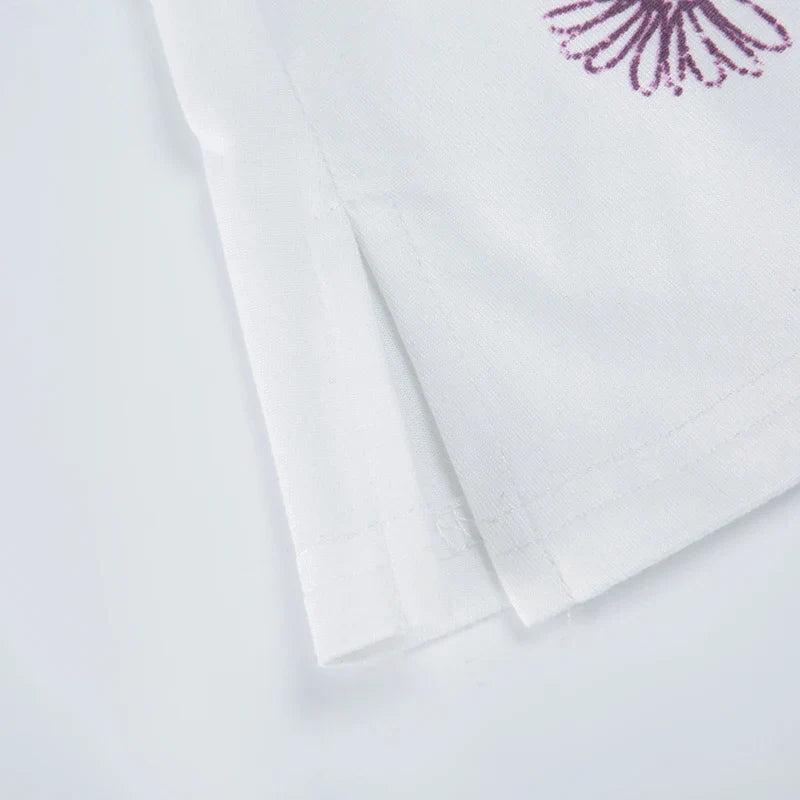 Women Straps Tops Backless Bow Lace Up Slim Flower Prints Fashion Trendy Blouses