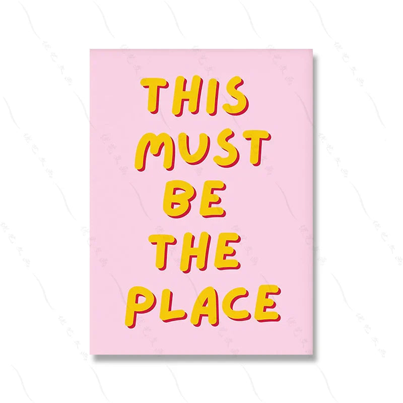 Pink Preppy Poster Print Dopamine Wall Art Pictures Danish Dorm Room Decor Colorful Canvas Painting Trendy Art Murals Decoration