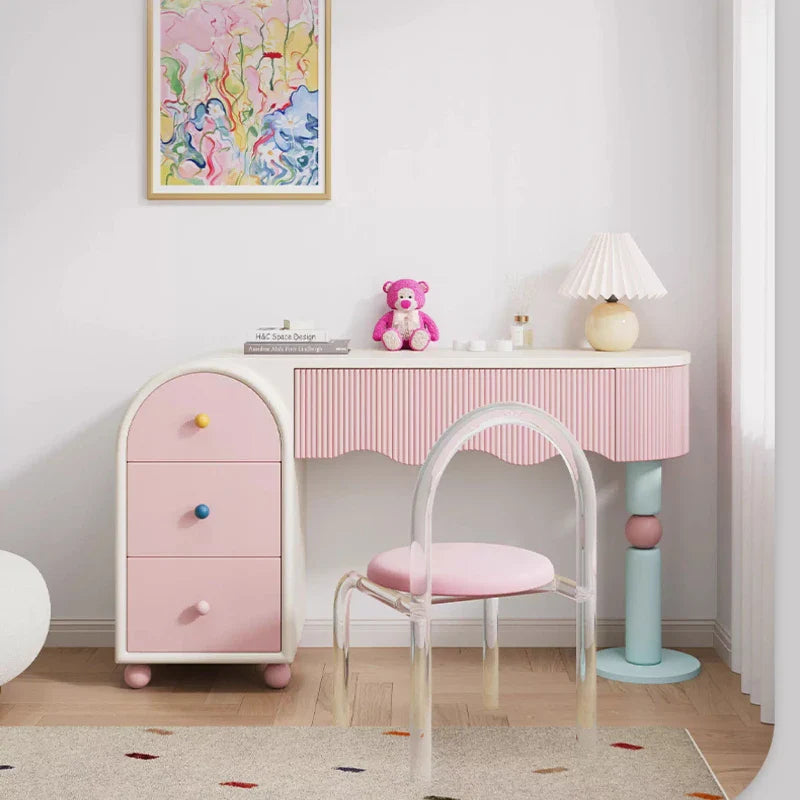 Pink Dresser, Bedroom Dresser, Cream Wind Solid Wood Integrated Chest Cabinet, Makeup Table, Storage Cabinet