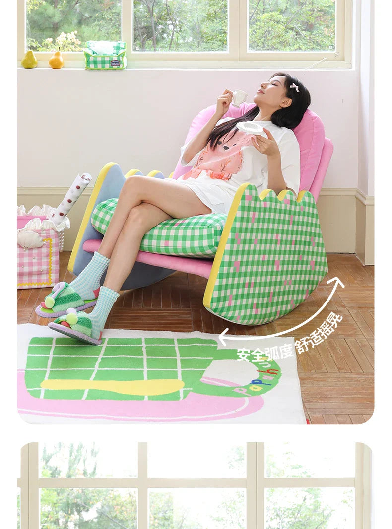 Modern Living Room Chairs Fabric Garden Relax Rocking Chair Lounge Bedroom Comfy Home Furniture