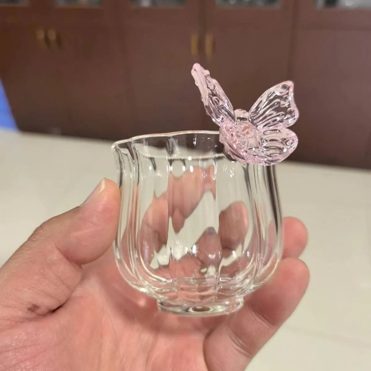 Glass Butterfly Cup Handmade Creative Transparent Tea Cup Heat-Resistant