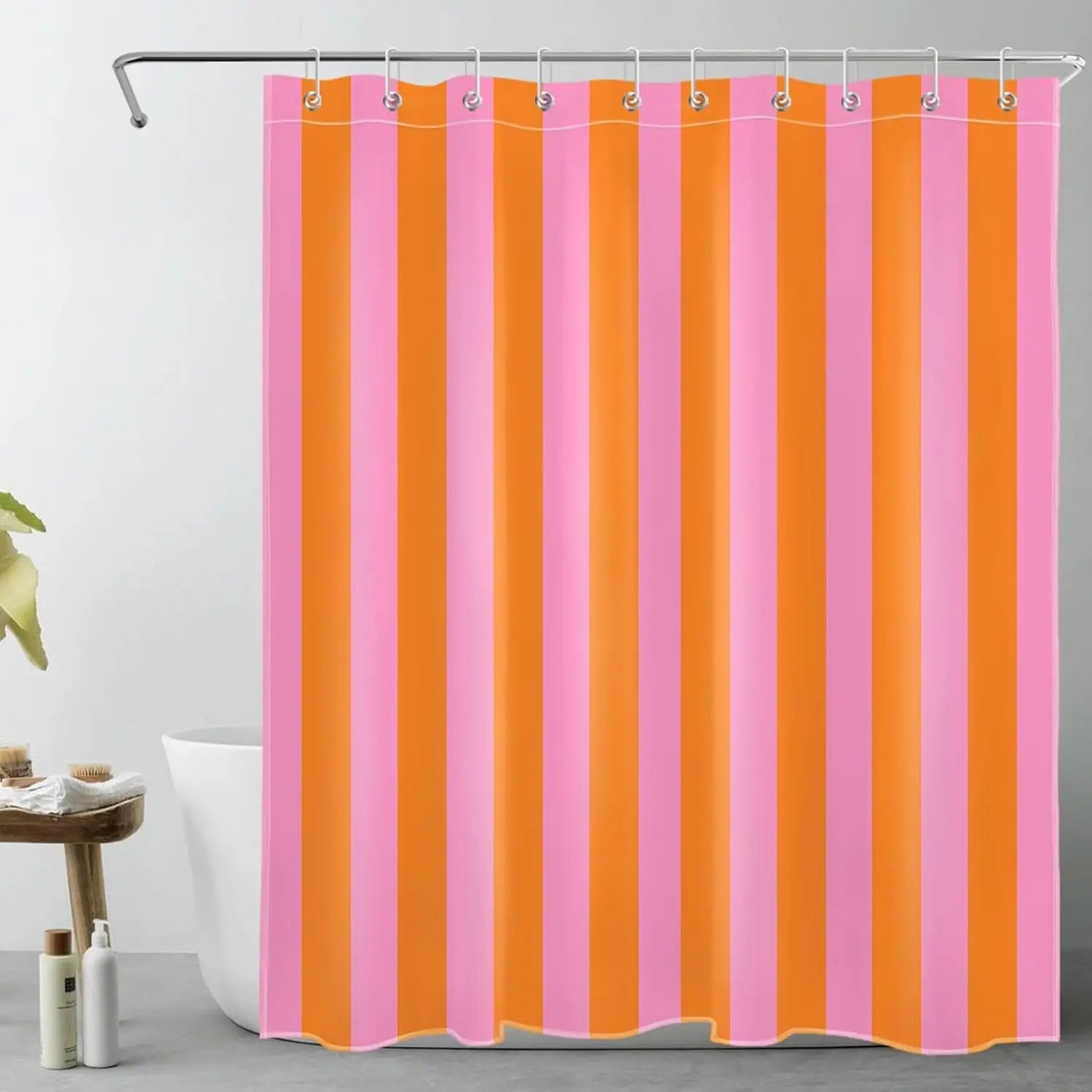 Stripe Shower Curtain Abstract Bohemian Fabric Shower Curtain with 12 Hooks Waterproof Bathroom Decoration