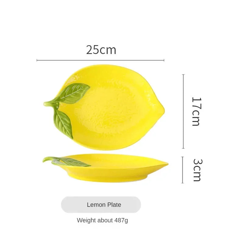 Lemon Shaped Ceramic Dinner Plate Soup Bowl - Fruit Snack Dishes Tableware