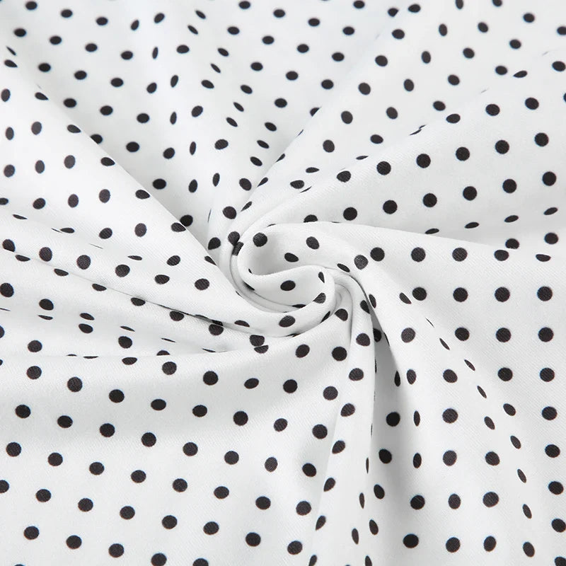 Sleeveless Short Dot Print Women Dresses Slim Fit Elegant Simple Office Lady Trendy Clothes