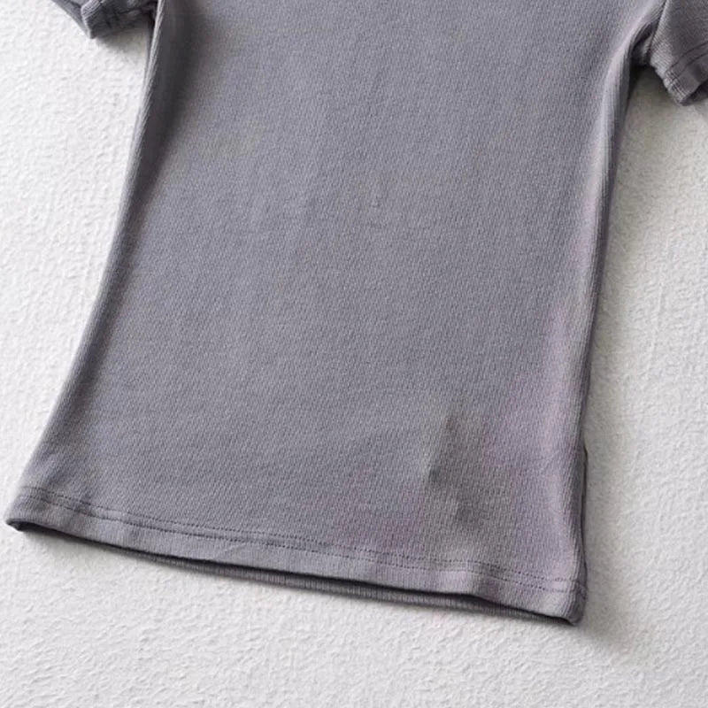 Summer Woman Skinny Fit T-shirt Tight Short-Sleeve O-neck Tee Basic Solid Crop Tops T Shirt