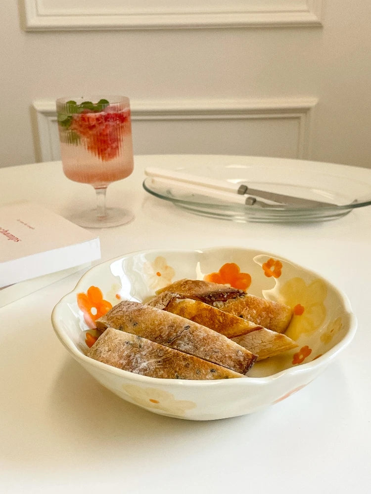 Ceramic Hand Pinched Irregular Style Flower Bowl