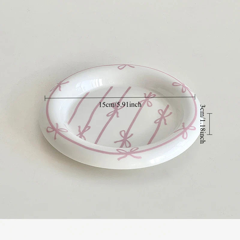 Heart Bow Ceramic Tableware Set Creative Breakfast Dessert Cake Plate