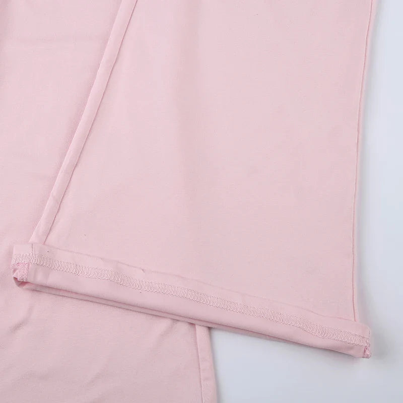 Slash Neck Top and Casual Pants Sets Women's Two Pieces Of Outfits Streetwear Solid Fashion Y2K Basic Slim Clothes