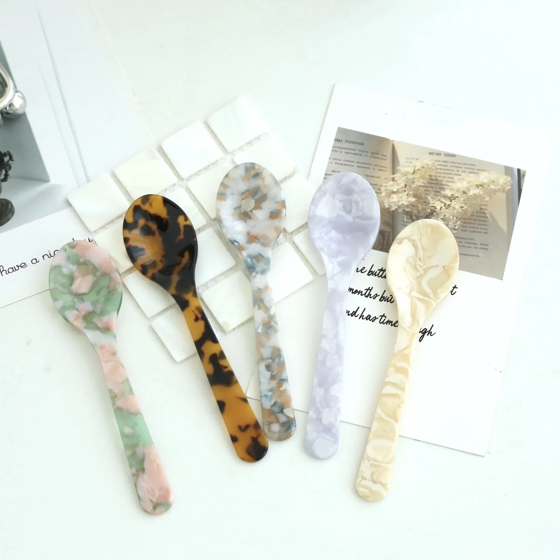 Natural Acrylic Spoons Crafted Kitchen Tableware