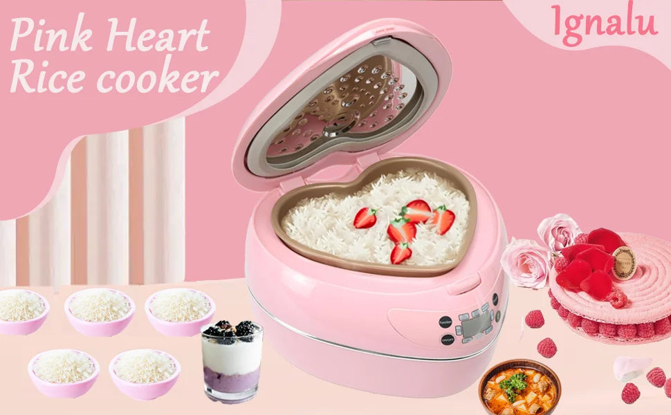 Pink Rice Cooker, Smart Rice Cooker 8 Cup With Delay Preset Timer And Auto Thermostat, Keep Food Warm