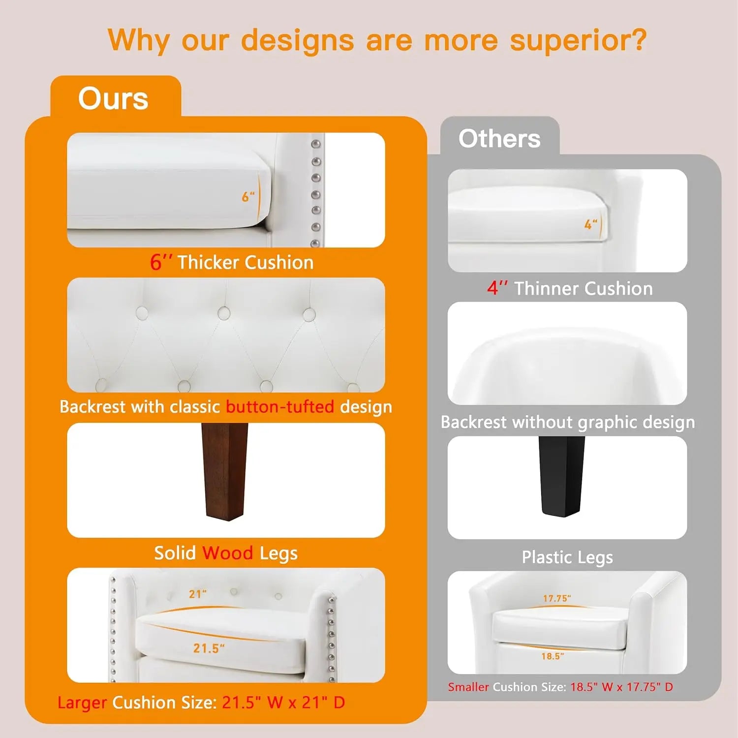 Comfy Accent Barrel Chairs Set of 2, Faux Leather Club Armchair