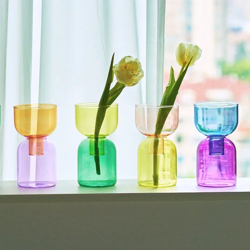 Set Mini Vases Terrarium Hydroponic Plant Pot Glass Vase
