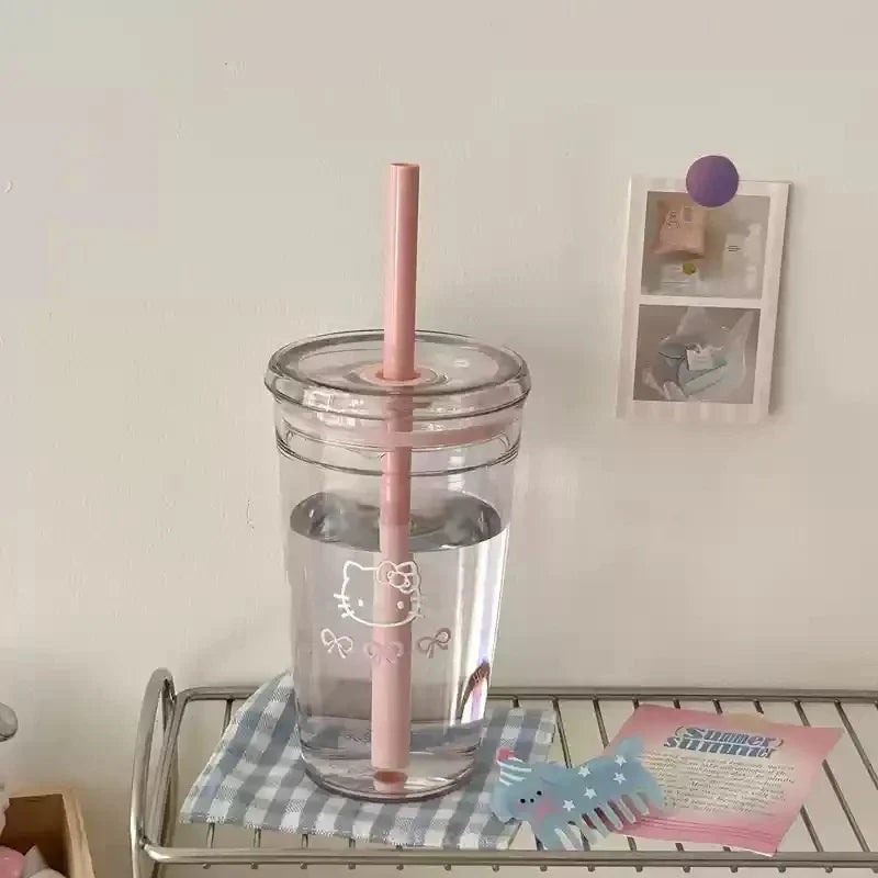 New Cartoon Kawaii Kitty Straw Cup With High Value And Lovely High-Temperature Resistant Large-Capacity