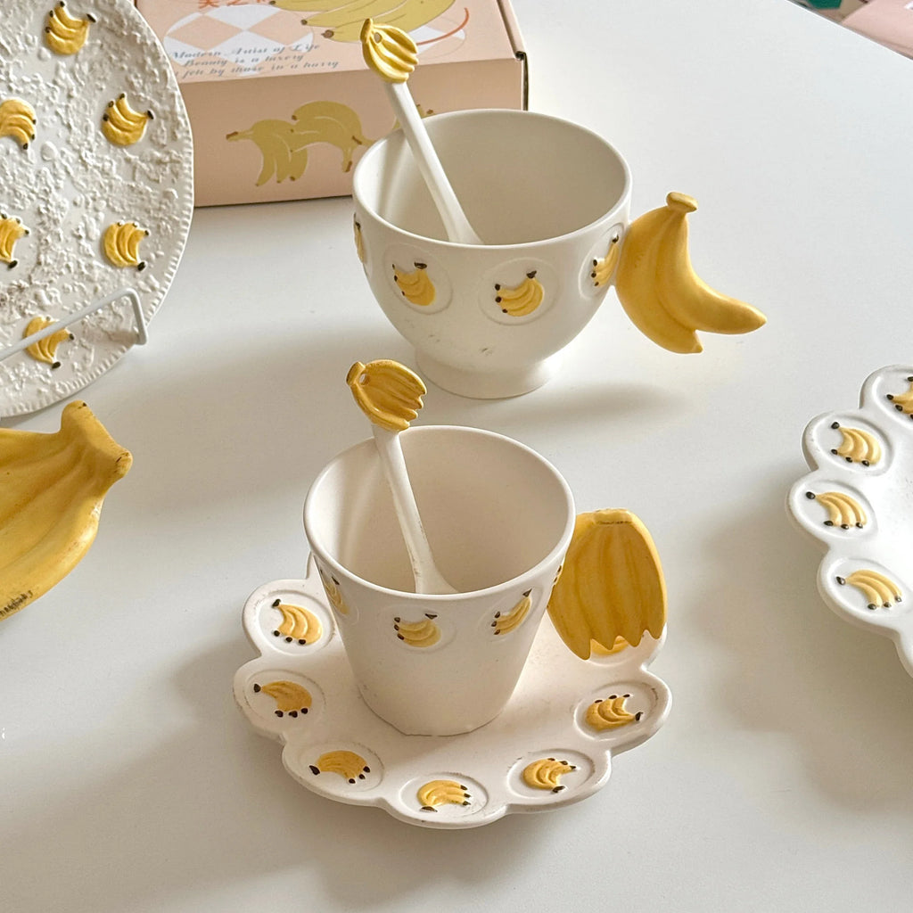 Luxury Ceramic Banana Pattern Round Cute Plates