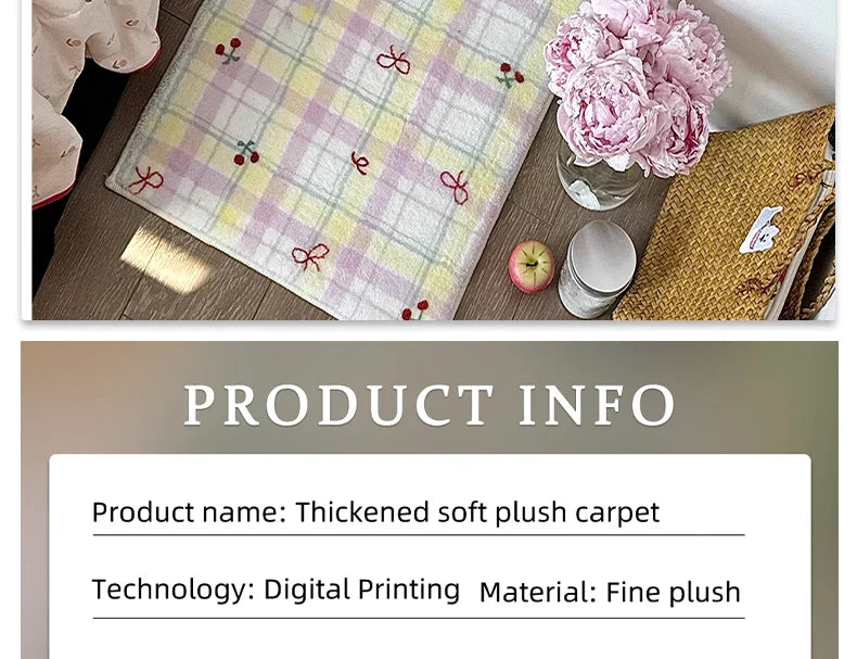 Floor Mat Runner Rugs Striped Bow Carpet Soft Fluffy Long Foot Mats Cute Sweet Home Decoration Carpets