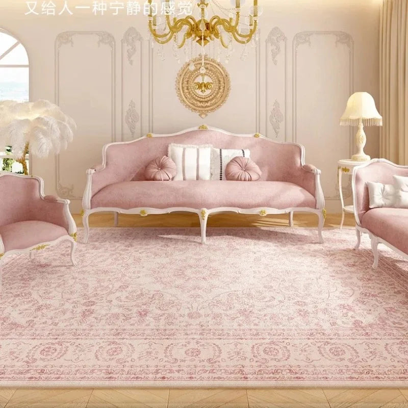 Luxury Pink Carpet Large Rugs for Living Room Bedroom Decor Retro Persian Home Sofa Coffee Table Area Rug Cloakroom Balcony Mat