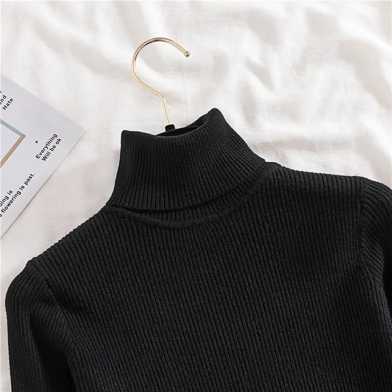 Women Fall Turtleneck Sweater Knitted Soft Pullovers Cashmere Jumpers Basic Soft Sweaters For Women Autumn Winter