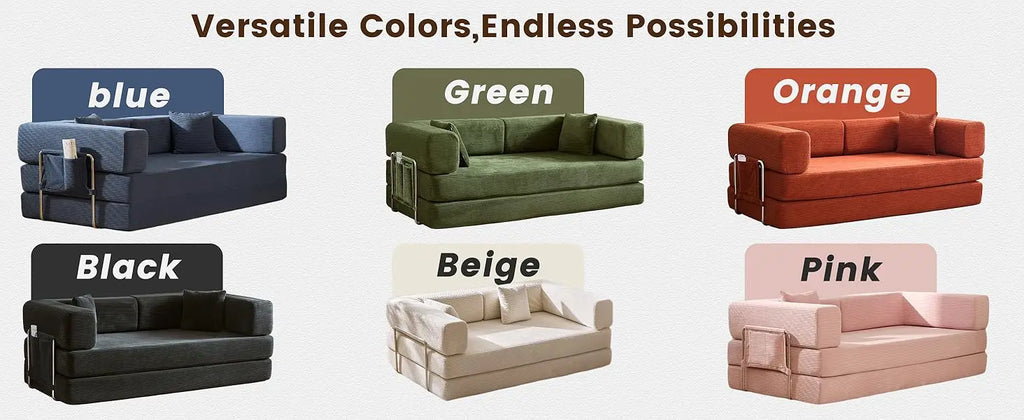 Combination Modular Sofa Living Room Folding Sofa Bed Convertable Corduroy Couch Floor Sleeper 4-in-1 Comfy Foldable Lazy