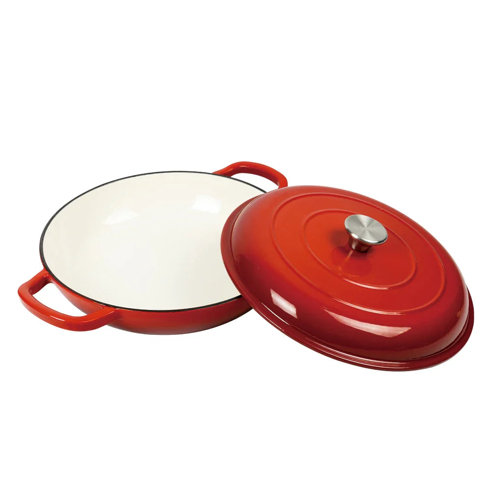 Red Enameled Dutch Oven Cast Iron Cookware Casserole Cooking Soup & Stock Pots And Pans Set