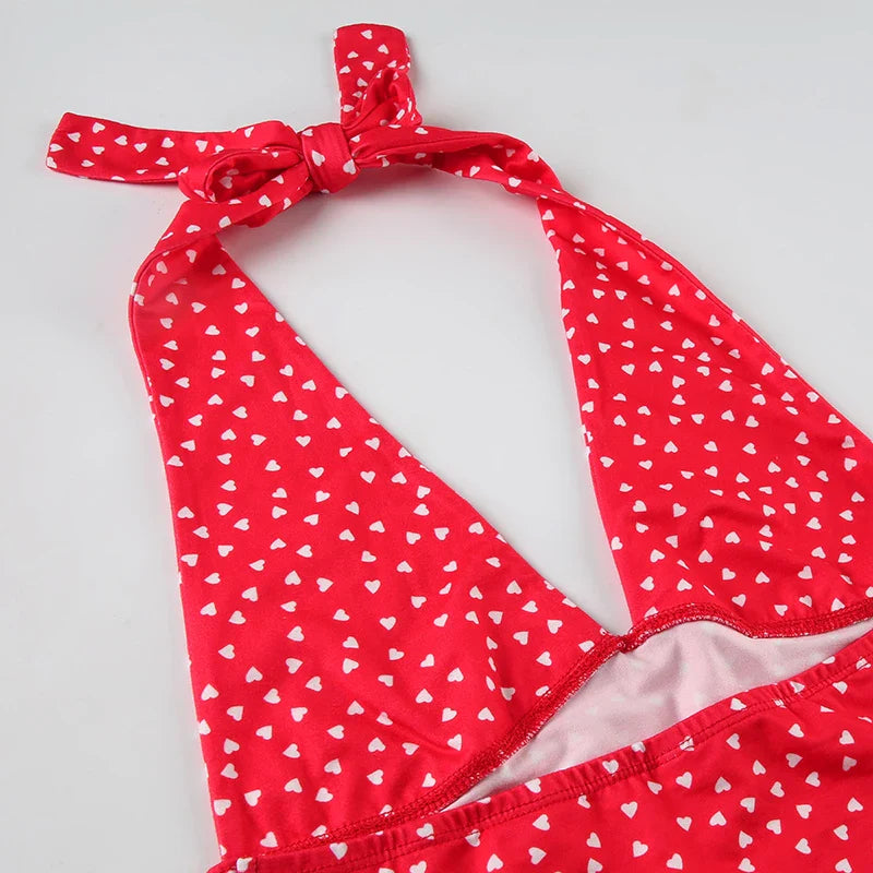 Fashion Y2k Sweet Halter Women Tanks Skinny Sleeveless Print Hotsweet V-Neck Backless Blouses