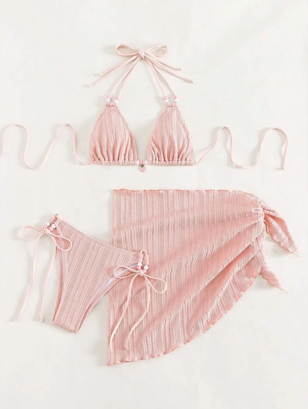 Women Micro Mini String Bikini Sets â€?4 Pieces with Mesh Cover Tops and Skirt Swimsuit Bathing Outfits