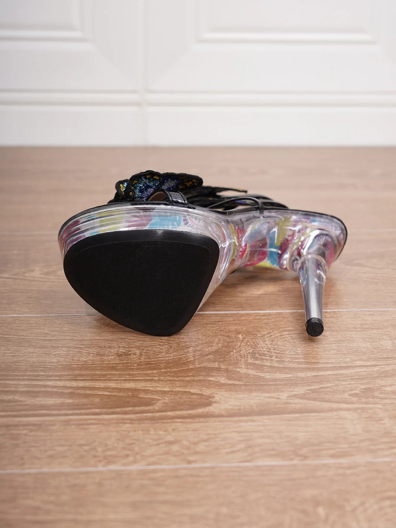 Lace Up Butterfly Sandals For Women Gladiator Narrow-band Thin High Heels Transparent Platform