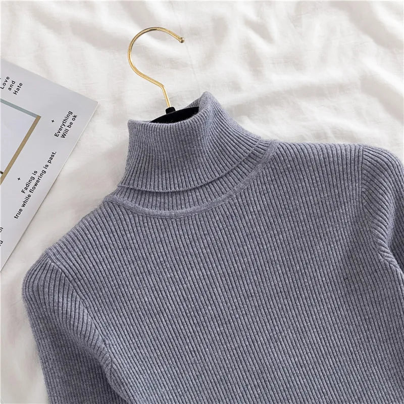 Women Fall Turtleneck Sweater Knitted Soft Pullovers Cashmere Jumpers Basic Soft Sweaters For Women Autumn Winter
