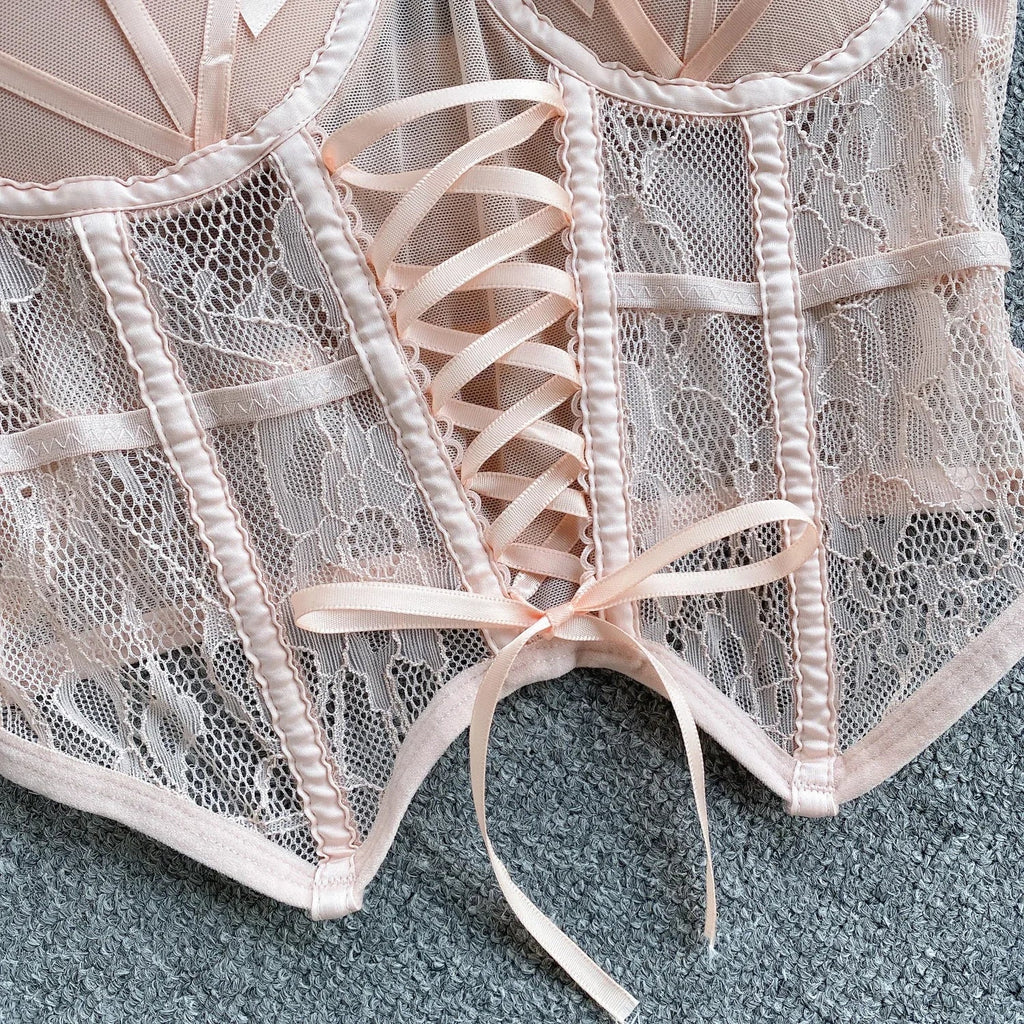 Spaghetti Strap Tank Top for Women Strapless Build in Bra Lace Patchwrok Tulle Bow Camis Summer Casual Female Camisoles