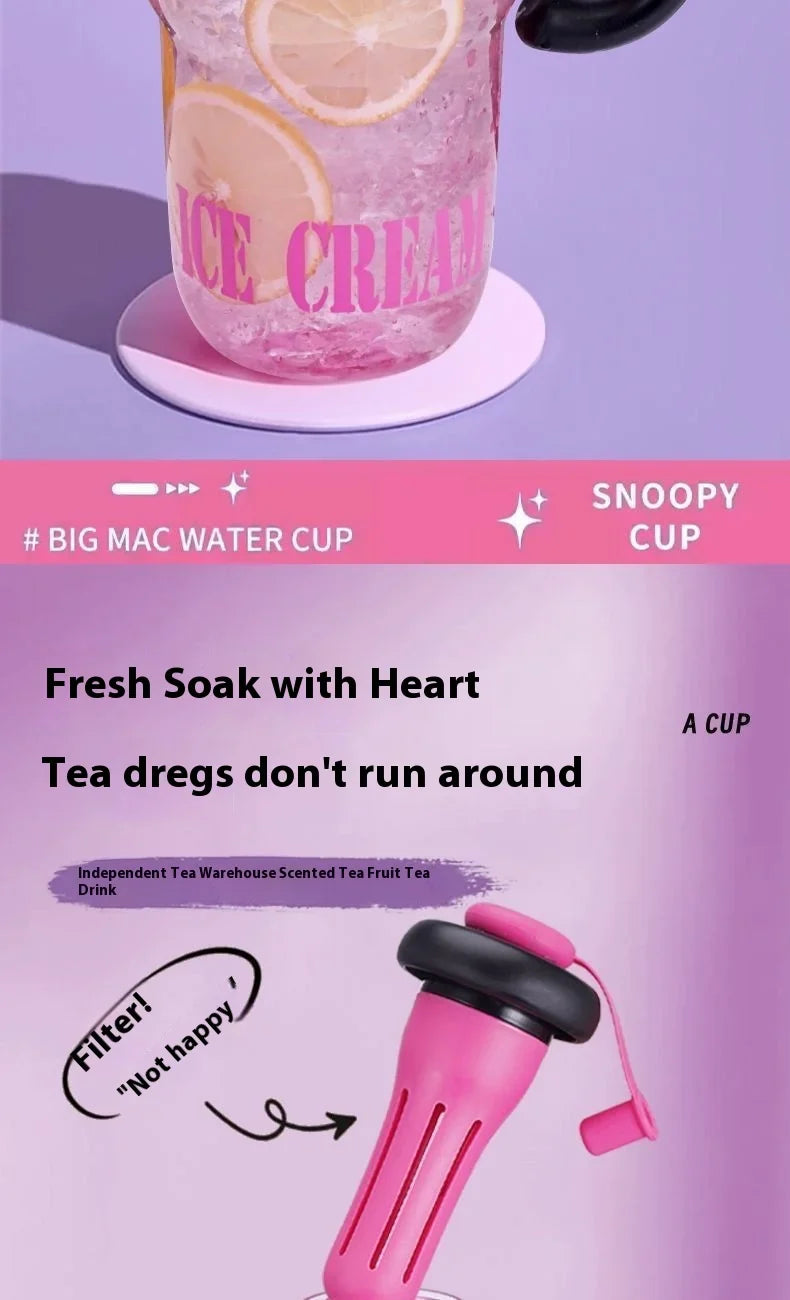 Sanrio Water Cup Hello Kitty  Anime Straw Cup Cartoon Cute Large Capacity Outdoor Activities Portable Tea Separation | 1300ML