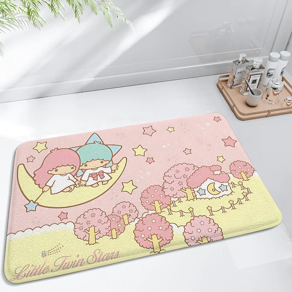 Cartoon Little Twin Stars KiKi Floor Mat For Living Room Sofa Floor Cushions Modern Soft Fluffy Home Rug