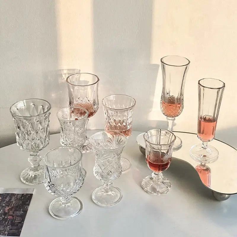 Heat Resistant 10 Styles Goblet Wine Champagne Mug High Color Glass