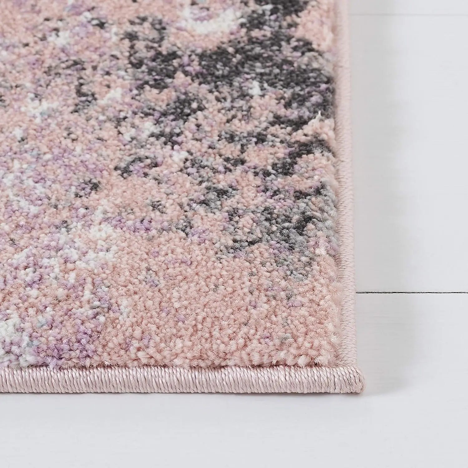 Pink / Grey Modern Abstract Non-Shedding Living Room Entryway Foyer Hallway Rug 2'3"" X 8'